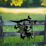 Fairy Metal Wall Art, Butterfly Swing Fairy Silhouette, Whimsical Garden Decor, Magical Girl Room Sign, Outdoor Fantasy Metal Artwork