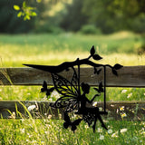 Fairy Metal Wall Art, Butterfly Swing Fairy Silhouette, Whimsical Garden Decor, Magical Girl Room Sign, Outdoor Fantasy Metal Artwork