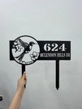 Hummingbird Address Metal Yard Sign Custom, Address Garden Stake, Personalized Lawn Address Sign, Address Garden Stake, House Number Sign