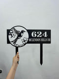 Hummingbird Address Metal Yard Sign Custom, Address Garden Stake, Personalized Lawn Address Sign, Address Garden Stake, House Number Sign