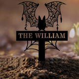 Metal Sign Bat Halloween Name Sign, Personalized Name LED Lights, Halloween Sign, Outdoor Door Monogram, Halloween Metal sign