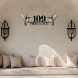 Custom Hummingbird Address Sign, Personalized House Number Plaque with Two Colorful Birds, Outdoor Metal Sign for Home, Yard or Garden Decor