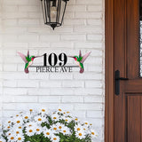 Custom Hummingbird Address Sign, Personalized House Number Plaque with Two Colorful Birds, Outdoor Metal Sign for Home, Yard or Garden Decor