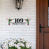 Custom Hummingbird Address Sign, Personalized House Number Plaque with Two Colorful Birds, Outdoor Metal Sign for Home, Yard or Garden Decor