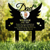 Personalized Dad Memorial Garden Stake with Wings and Photo, Custom Grave Marker Sign, In Loving Memory Outdoor Tribute Plaque