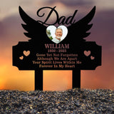 Personalized Dad Memorial Garden Stake with Wings and Photo, Custom Grave Marker Sign, In Loving Memory Outdoor Tribute Plaque