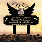 Personalized Mom Memorial Garden Stake with Photo and Angel Wings, Custom Grave Marker, In Loving Memory Outdoor Remembrance Sign
