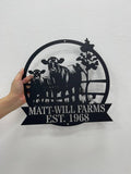 Custom Metal Cow Calf Farm Sign, Personalized Farmhouse Sign, Metal Farm Name Sign, Ranch Sign, Cow and Calf Sign, Barn Gate Plaque