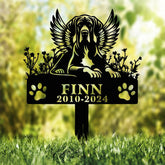Personalized Dog Memorial Garden Stake with Angel Wings, Paw Prints, Name & Dates, Custom Pet Loss Tribute Grave Marker for Outdoor Display