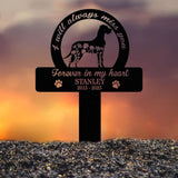 Custom Dog Memorial Garden Stake with Floral Silhouette, Pet Loss Grave Marker with Name and Dates, Forever in My Heart Sign