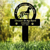 Custom Dog Memorial Garden Stake with Floral Silhouette, Pet Loss Grave Marker with Name and Dates, Forever in My Heart Sign