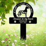 Custom Dog Memorial Garden Stake with Floral Silhouette, Pet Loss Grave Marker with Name and Dates, Forever in My Heart Sign