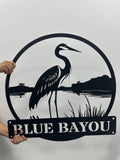 Custom Metal Heron Metal Sign with Led Lights, Personalized Heron Sign, Metal Heron Bird Art, Blue Heron Decor, Pond Decor, Beach Lake Sign