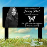 Personalized Photo Memorial Plaque, Custom Photo Grave Marker, Grave Marker with Photo and Butterfly, Butterfly Metal Memorial Stake,
