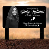 Personalized Photo Memorial Plaque, Custom Photo Grave Marker, Grave Marker with Photo and Rose, Rose Metal Memorial Stake,