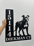 Personalized Pitbull Dog House Number, Pet Home Number Metal Wall Sign, Animal Outdoor House Address Sign, Dog Home Address Sign