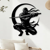 Ninja Metal Wall Art, Crescent Moon Samurai Sword Sign, Cool Warrior Wall Decor, Martial Arts Room Sign, Teen Boy or Game Room Wall Art