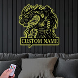 Custom Dragon Warrior Metal Sign, Personalized Female Samurai Wall Art, Fantasy Dragon Name Plate, Unique Gift for Gamers or Anime Fans