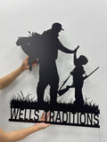 Personalized Dad and Son Hunting Metal Sign Wall Art with Lights, Hunting Lover Sign, Fishing Metal Decor, Father's Day Gifts, Gift for Him