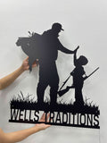 Personalized Dad and Son Hunting Metal Sign Wall Art with Lights, Hunting Lover Sign, Fishing Metal Decor, Father's Day Gifts, Gift for Him