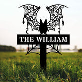 Metal Sign Bat Halloween Name Sign, Personalized Name LED Lights, Halloween Sign, Outdoor Door Monogram, Halloween Metal sign