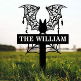 Metal Sign Bat Halloween Name Sign, Personalized Name LED Lights, Halloween Sign, Outdoor Door Monogram, Halloween Metal sign