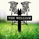 Metal Sign Bat Halloween Name Sign, Personalized Name LED Lights, Halloween Sign, Outdoor Door Monogram, Halloween Metal sign