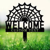 Halloween Welcome Sign Metal Sign Name Sign, Personalized Name LED Lights, Halloween Sign, Outdoor Door Monogram, Halloween Metal sign