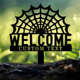 Halloween Welcome Sign Metal Sign Name Sign, Personalized Name LED Lights, Halloween Sign, Outdoor Door Monogram, Halloween Metal sign