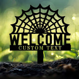 Halloween Welcome Sign Metal Sign Name Sign, Personalized Name LED Lights, Halloween Sign, Outdoor Door Monogram, Halloween Metal sign