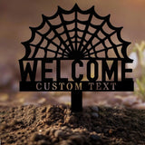 Halloween Welcome Sign Metal Sign Name Sign, Personalized Name LED Lights, Halloween Sign, Outdoor Door Monogram, Halloween Metal sign