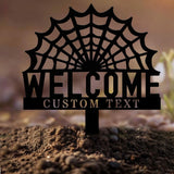 Halloween Welcome Sign Metal Sign Name Sign, Personalized Name LED Lights, Halloween Sign, Outdoor Door Monogram, Halloween Metal sign