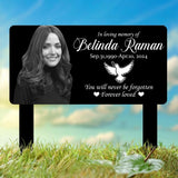 Custom Photo Grave Marker, Temporary Grave Marker With Photo, Outdoor Memorial Plaque, Sympathy Plaque, Dove Remembrance Yard Sign