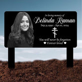 Custom Photo Grave Marker, Temporary Grave Marker With Photo, Outdoor Memorial Plaque, Sympathy Plaque, Remembrance, Greek Orthodox cross