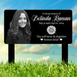 Custom Memorial Metal Sign with Sunflower, Personalized Grave Marker with Photo, In Loving Memory Plaque, Sympathy and Remembrance Plaque