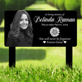 Custom Memorial Metal Sign with Sunflower, Personalized Grave Marker with Photo, In Loving Memory Plaque, Sympathy and Remembrance Plaque