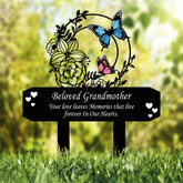 Personalized Butterfly Memorial Garden Stake for Grandmother, Floral Sympathy Grave Marker, Outdoor Remembrance Gift for Loss of Grandma