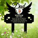 Personalized Dad Memorial Garden Stake with Wings and Photo, Custom Grave Marker Sign, In Loving Memory Outdoor Tribute Plaque
