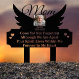 Personalized Mom Memorial Garden Stake with Photo and Angel Wings, Custom Grave Marker, In Loving Memory Outdoor Remembrance Sign