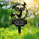 Personalized Angel Memorial Garden Stake with Poem and Butterflies, Custom Remembrance Sign for Loved One, Grave Marker Gift