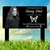 Personalized Photo Memorial Plaque, Custom Photo Grave Marker, Grave Marker with Photo and Butterfly, Butterfly Metal Memorial Stake,