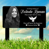 Custom Photo Grave Marker, Temporary Grave Marker With Photo, Outdoor Memorial Plaque, Sympathy Plaque, Dove Remembrance Yard Sign