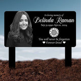 Custom Memorial Metal Sign with Sunflower, Personalized Grave Marker with Photo, In Loving Memory Plaque, Sympathy and Remembrance Plaque