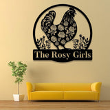 Personalized Floral Chicken Coop Sign, Hen House Sign, Farm Metal Decor, Metal Chicken Coop Sign, Custom Farm Sign, Rose Chicken Coop Sign
