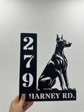 Personalized Doberman Dog House Number, Pet Home Number Metal Wall Sign, Animal Outdoor House Address Sign, Dog Home Address Sign