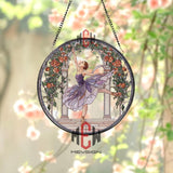 Ballet Dancer Stained Glass Suncatcher, Elegant Ballerina Window Panel, Purple Dress Art Decor, Gift for Dancers and Ballet Lovers