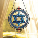 Star of David Stained Glass Suncatcher, Blue Judaica Window Panel, Jewish Home Decor, Hanukkah Gift, Religious Glass Wall Art