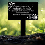 Personalized Memorial Stake With Fairy and Butterflies, Custom Tree Plaque Marker, Custom Grave Marker, Metal Memorial Stake, Garden Decor