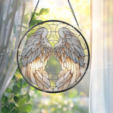 Angel Wings Glass Suncatcher: Memorial Window Decor, Sympathy Gift