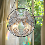 Angel Wings Glass Suncatcher: Memorial Window Decor, Sympathy Gift